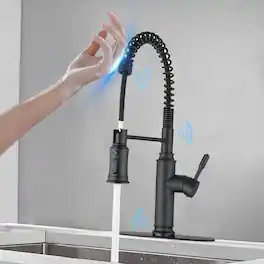 Ropilly - Touch Kitchen Faucet with Pull Down Sprayer, Single Handle Pull Down Kitchen Faucet - Matte Black