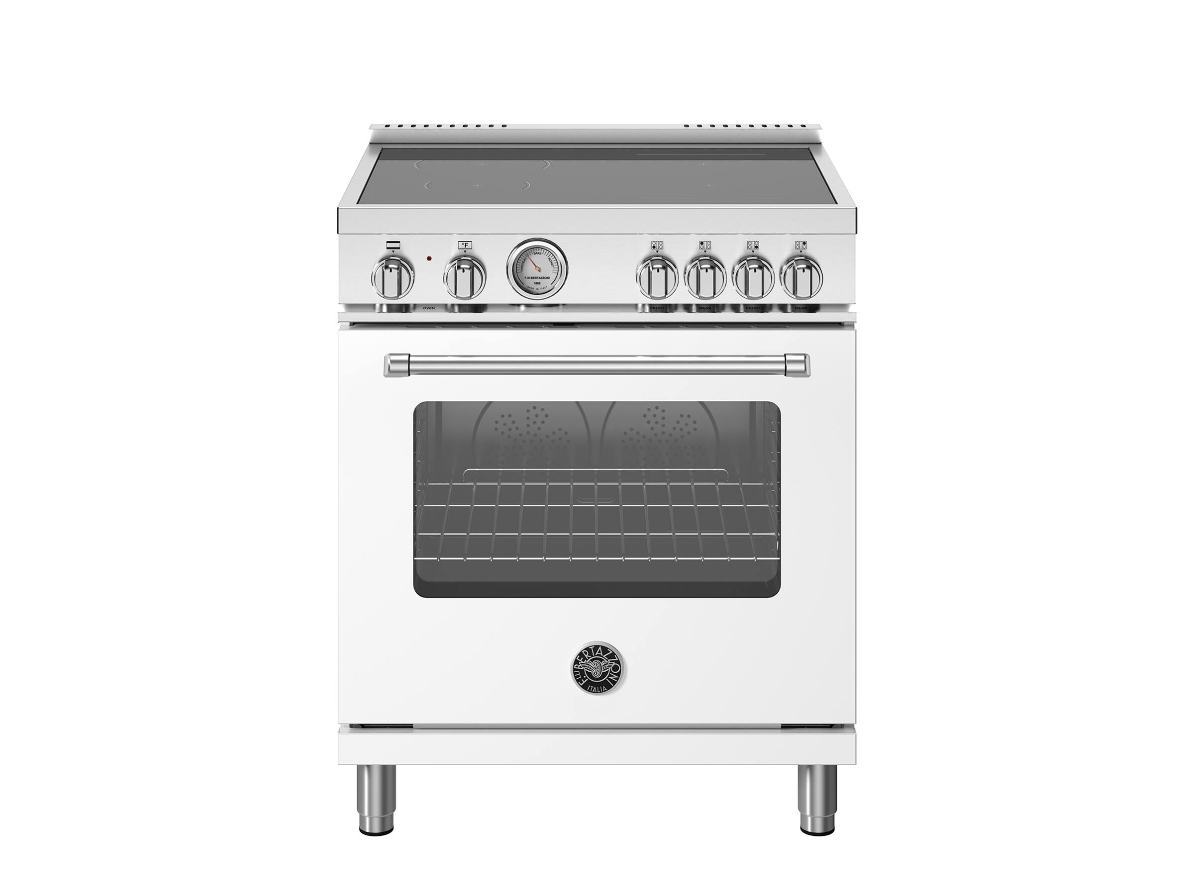 Front. Bertazzoni - 30" Master Series range - Electric oven - 4 induction zones - Matte White.