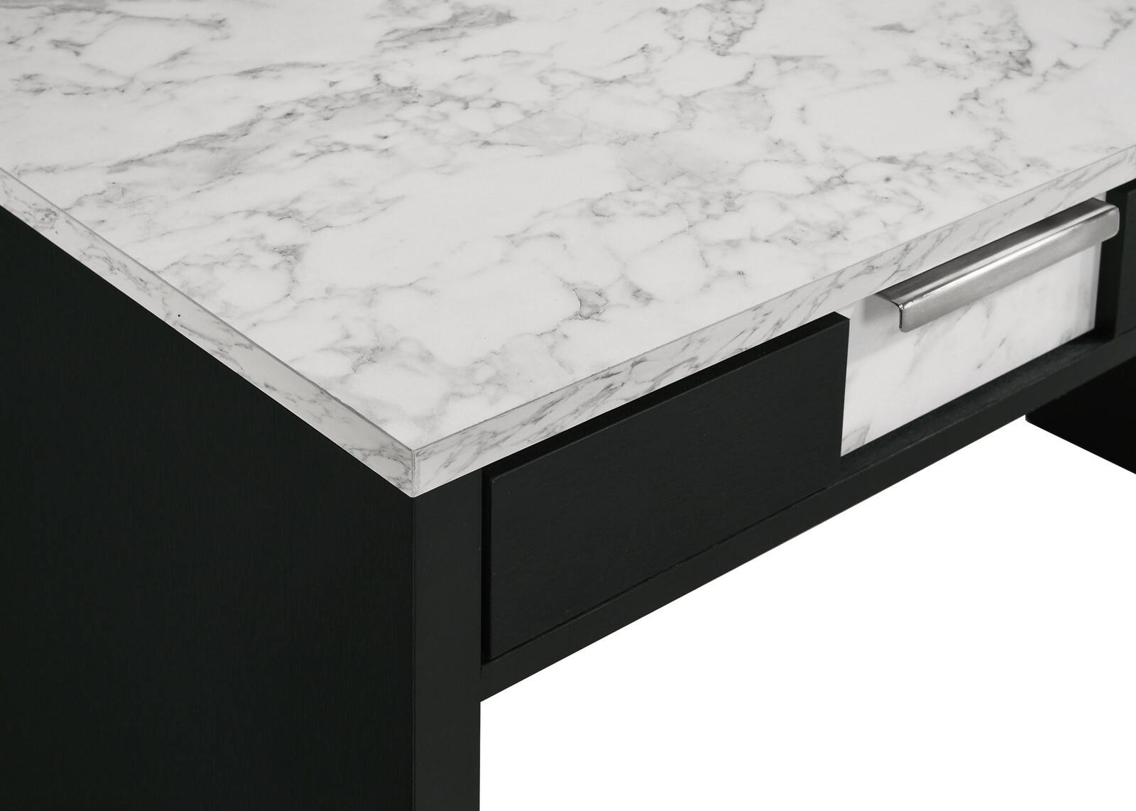 Alt View 3. Glintex - 47.9" Modern Writing Desk with Faux Marble Top, Integrated Storage Drawers, Sleek Finger Pulls, Durable Construction - Black,White.