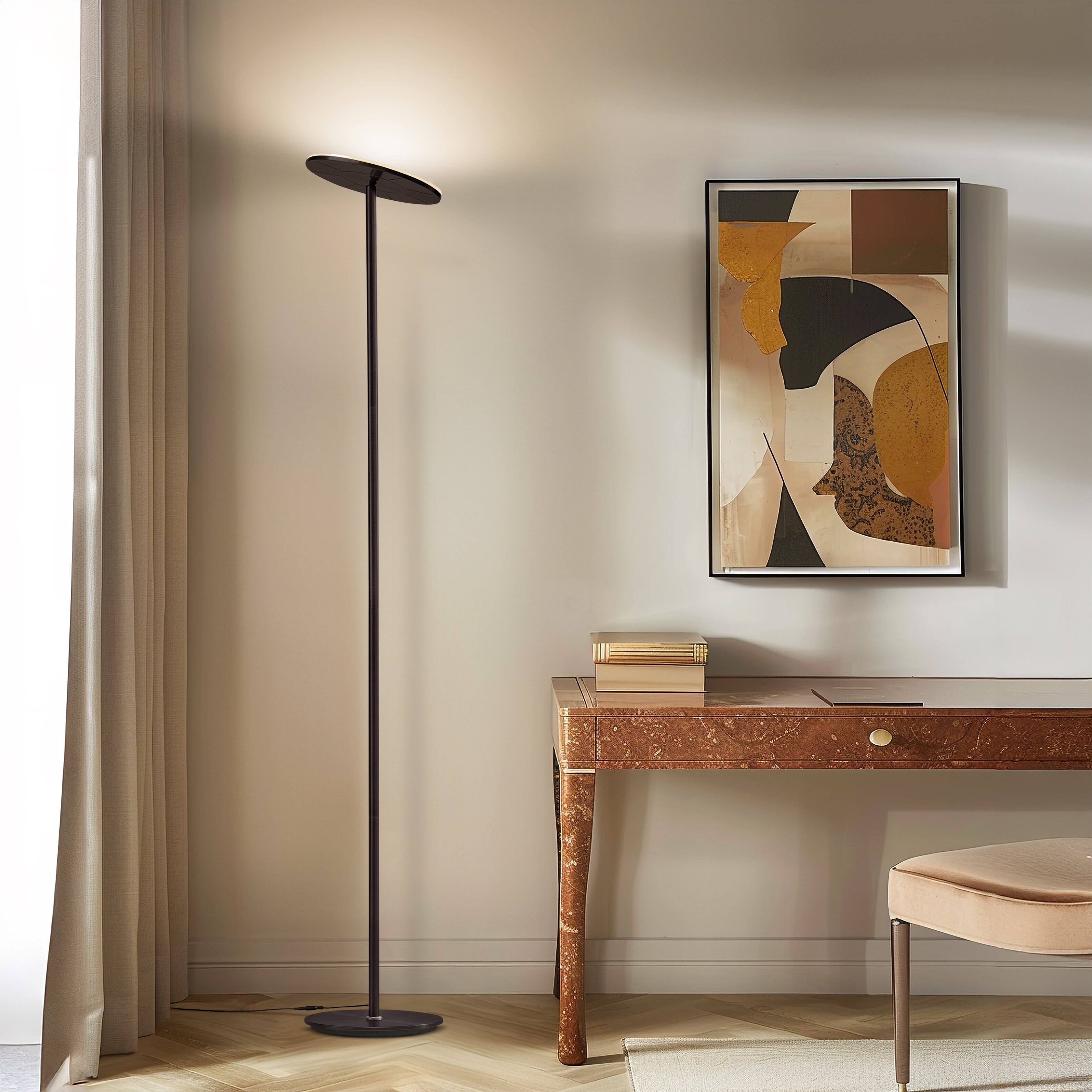 Alt View 5. Brightech - Sky Flux LED Modern Industrial Torchère Dimmable Super Bright Floor Lamp with Built-in Adjustable Head Tilt - Oil Brushed Bronze.