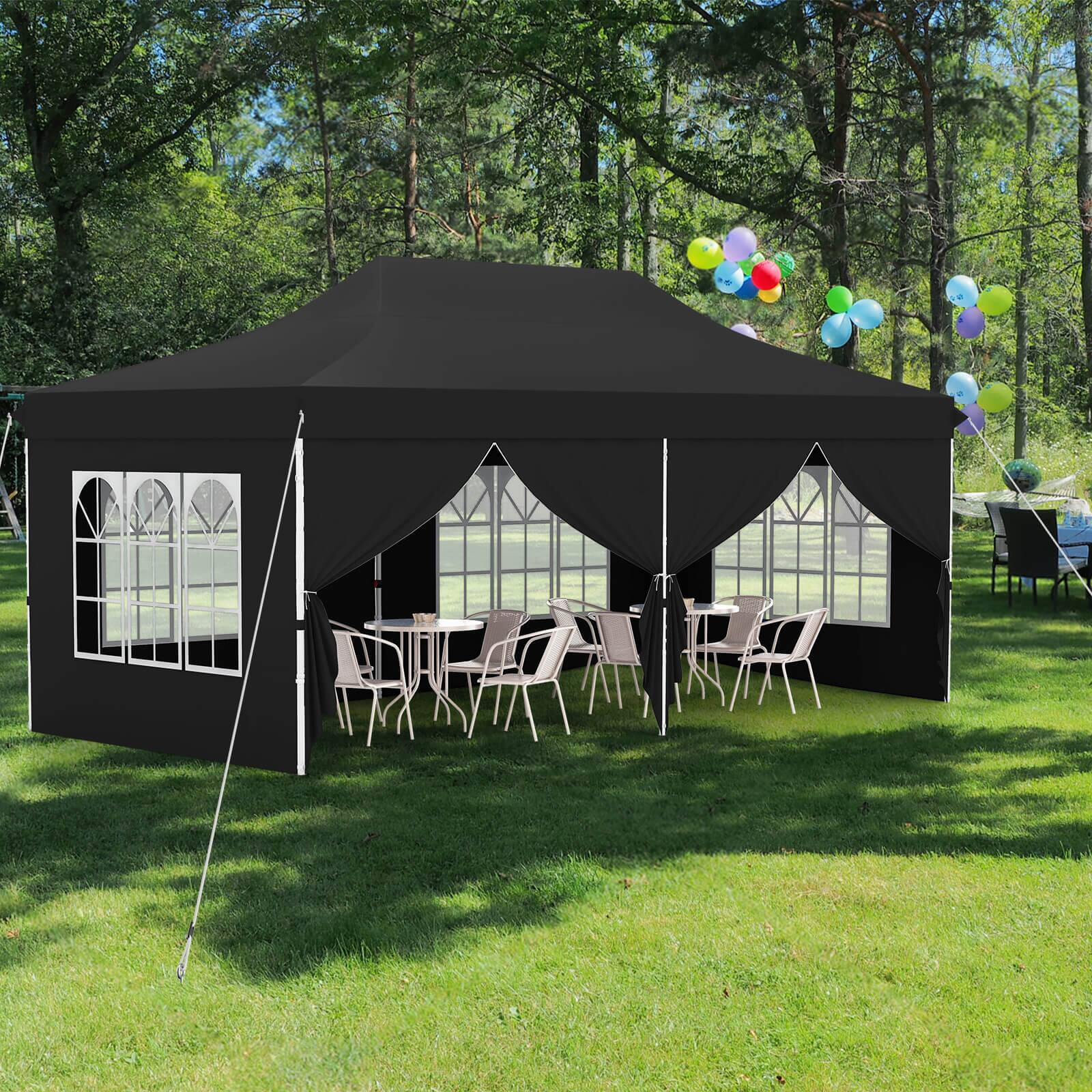 Alt View 1. Costway - Costway 10 x 20FT Pop up Canopy  Outdoor Canopy Tent with 6 Sidewalls Carrying Bag - Black.