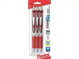 Pentel - EnerGel RTX Retractable Gel Pen, Medium Point, 0.7mm, 3/Pack - Red Ink