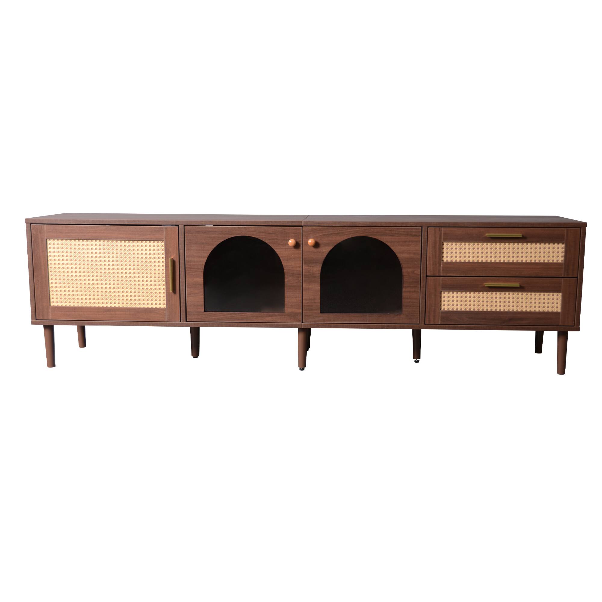 Alt View 1. Whisen - 70-Inch TV Stand for TVs up to 80-Inch,Entertainment Center with App-Controlled LED Lights - Dark Brown.