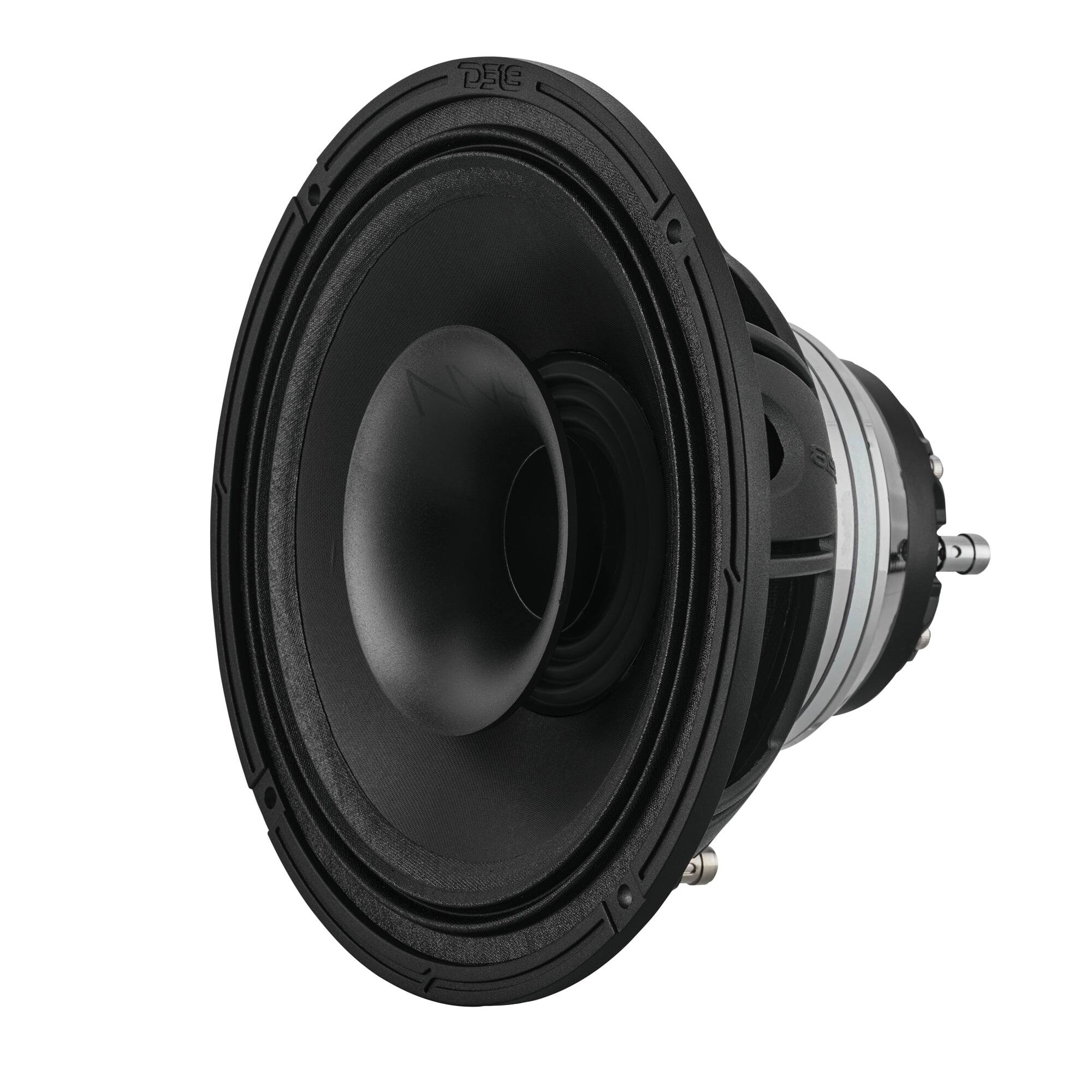 Left. DS18 Audio - 8" Hybrid Coaxial Speaker With Water Resistant Glass Fiber Cone and Compression Driver | 250W RMS 4-Ohm - Black.