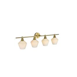 Living District - Gene 4 Light and Frosted White Glass Wall Sconce - Satin Gold