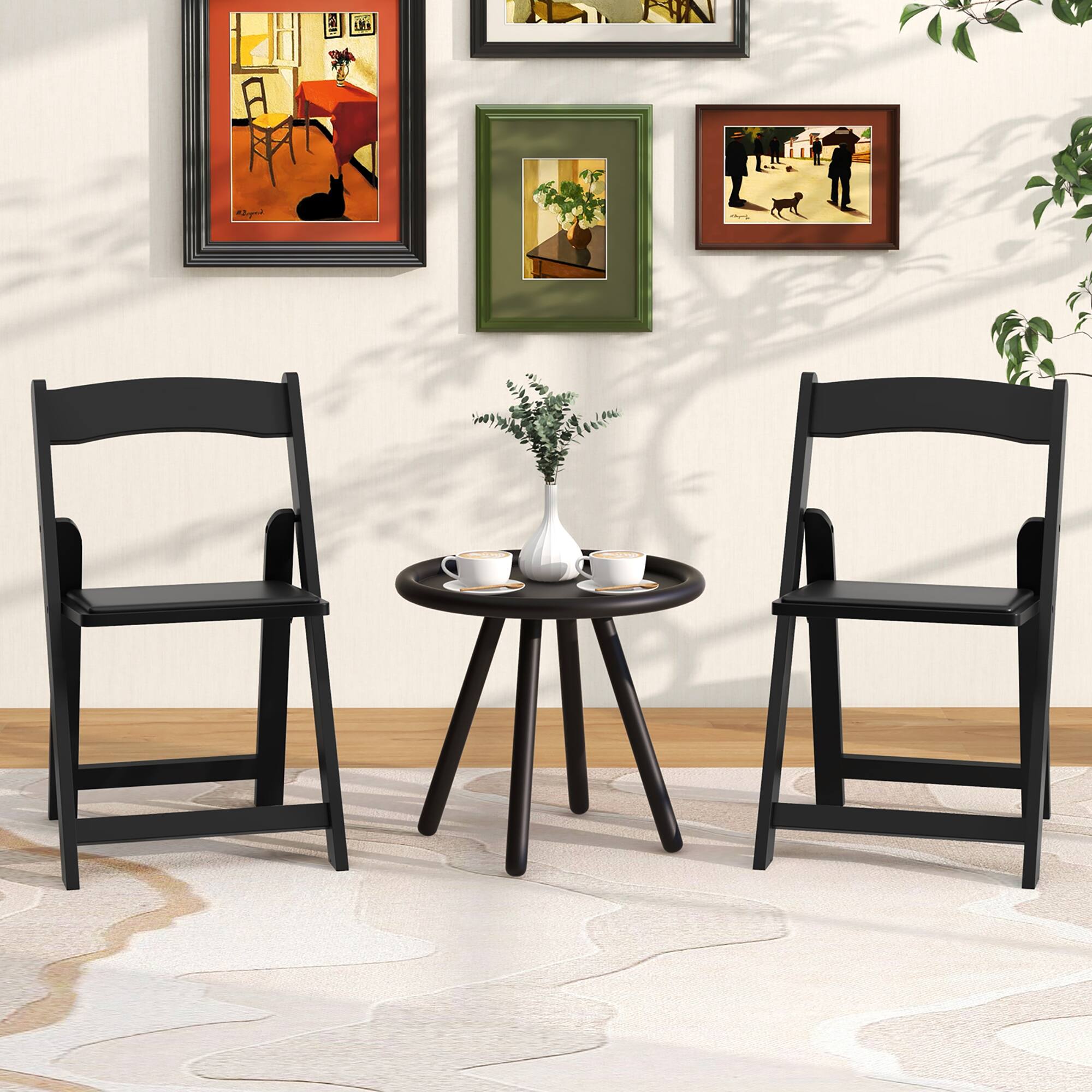 Alt View 7. Gymax - Gymax Set of 16 Dining Chairs w/ Rubber Wood Legs & Padded Seat for Home Office Events Black - Black.