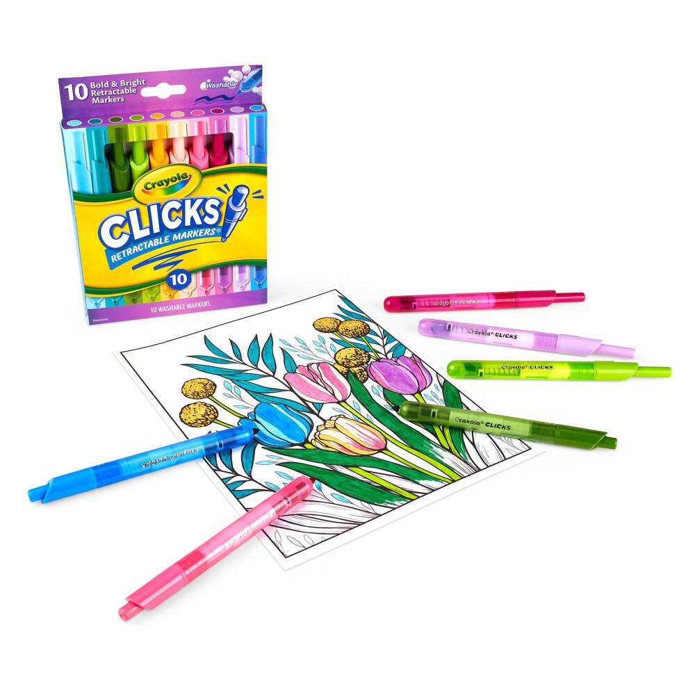 Crayola Washable CLICKS Retractable Markers Bold/Bright Colors 10 Count ...