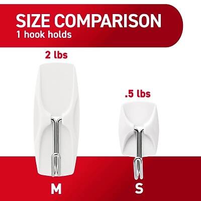 SIZE COMPARISON  
1 hook holds  

2 lbs  
M  

.5 lbs  
S