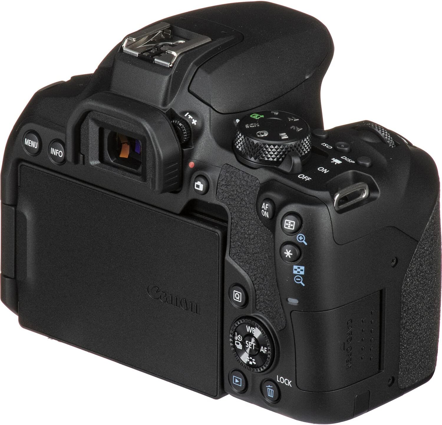 MENU INFO 1 SCN ~ ISO DiP ON OFF AF ON + Canon TXXIOS WB IVNEE is SET AF LOCK CARO OP