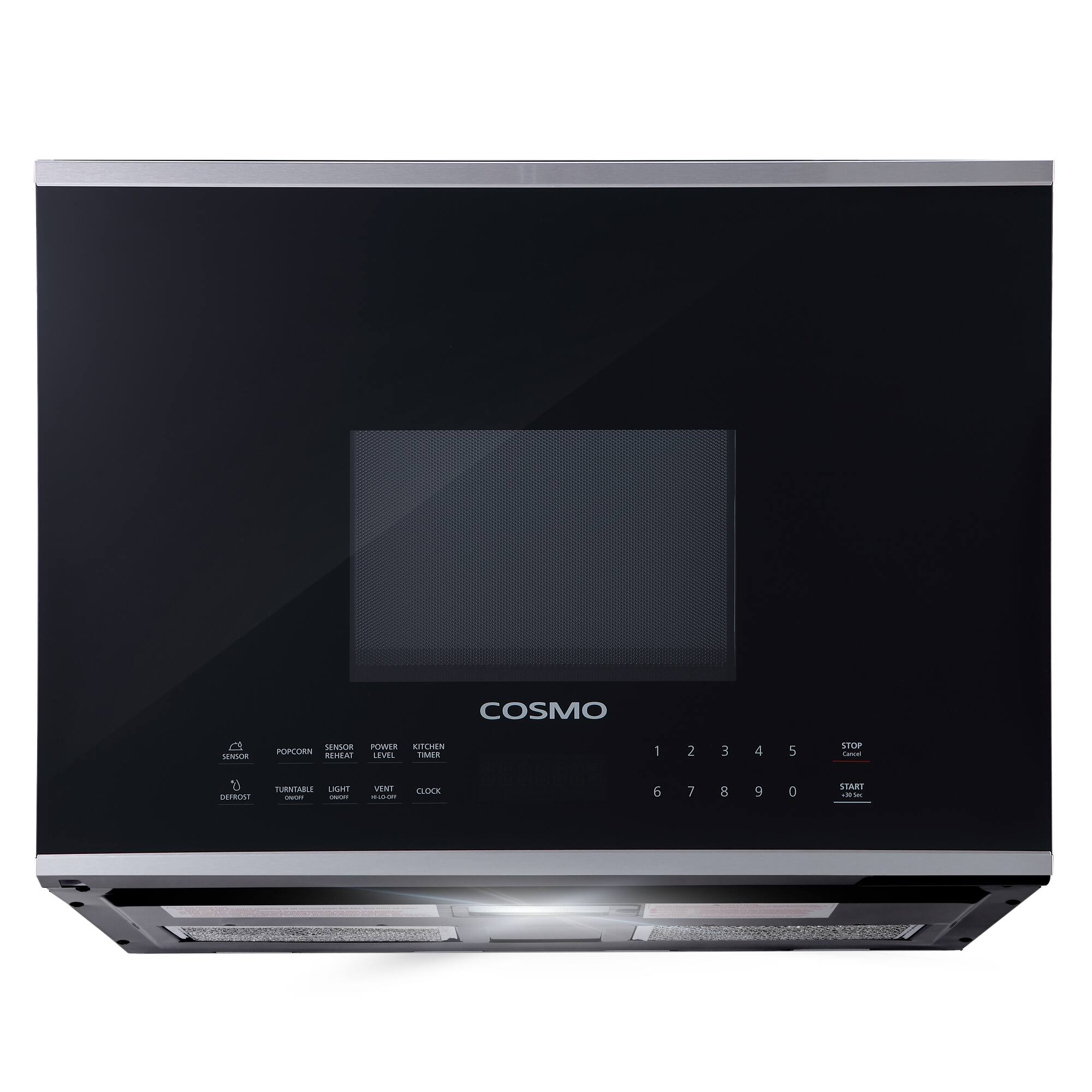 COSMO

POPCORN  
SENSOR  
REHEAT  
POWER LEVEL  
KITCHEN TIMER  
DEFROST  
TURNTABLE  
LIGHT  
VENT  
CLOCK  

1 2 3 4 5  
6 7 8 9 0  

STOP  
CANCEL  

START  
TIMER