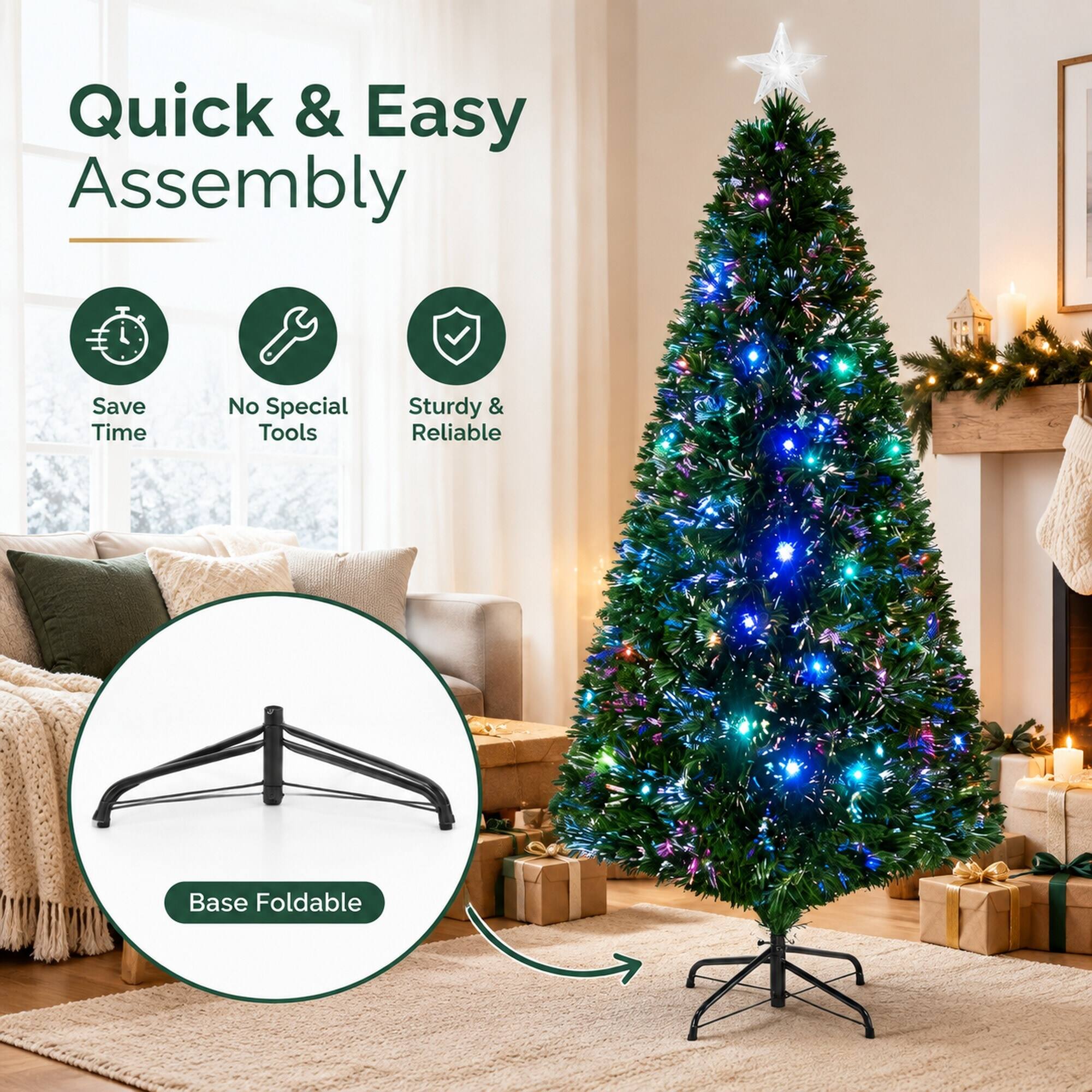Quick & Easy Assembly  
Save Time  
No Special Tools  
Sturdy & Reliable  
Base Foldable