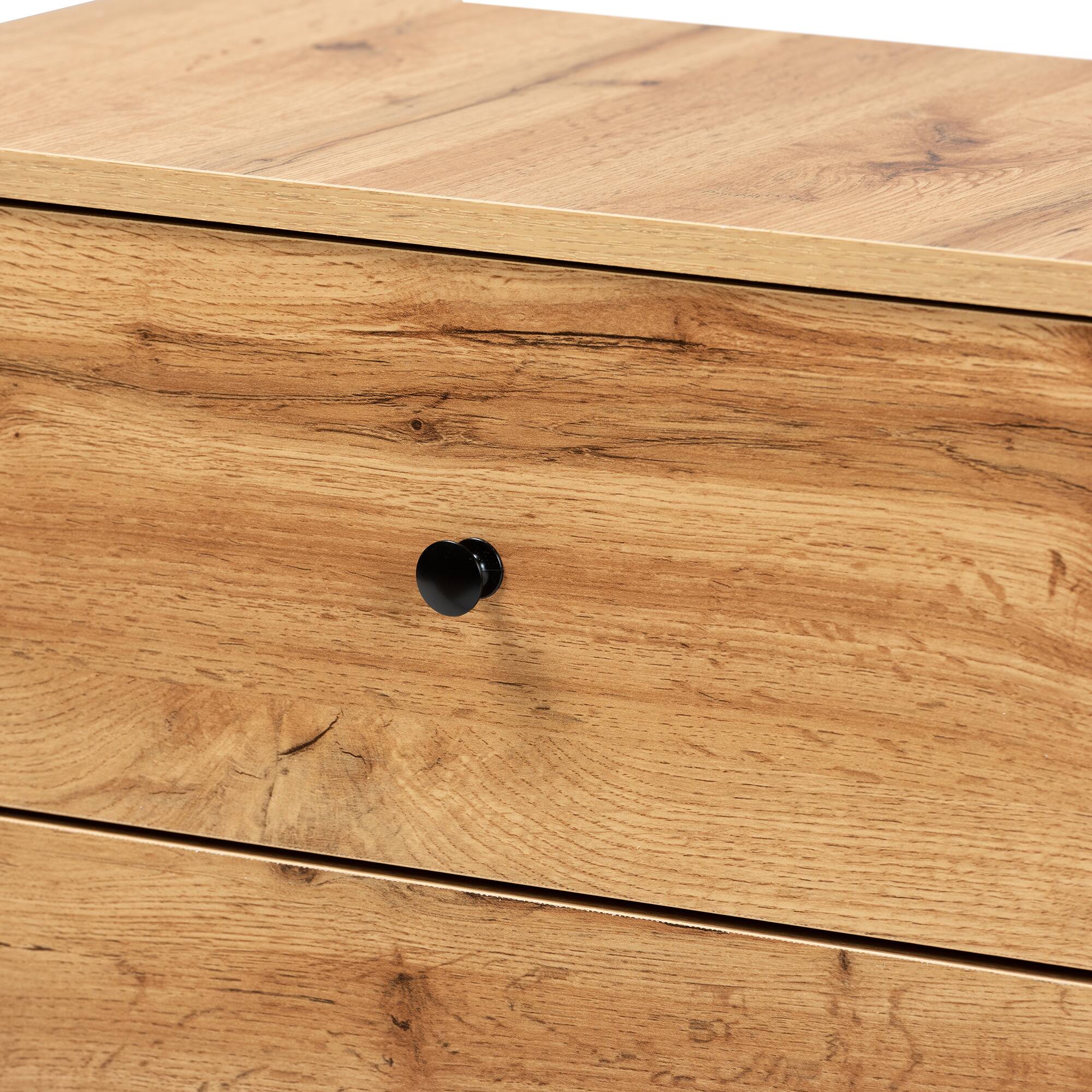 Alt View 1. Baxton Studio - Decon Modern and Contemporary Finished Wood 3-Drawer Storage Chest - Oak Brown.