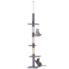 TinyHomie - 9FT Adjustable Height Floor-To-Ceiling Vertical Cat Tree - Grey and White - Gray