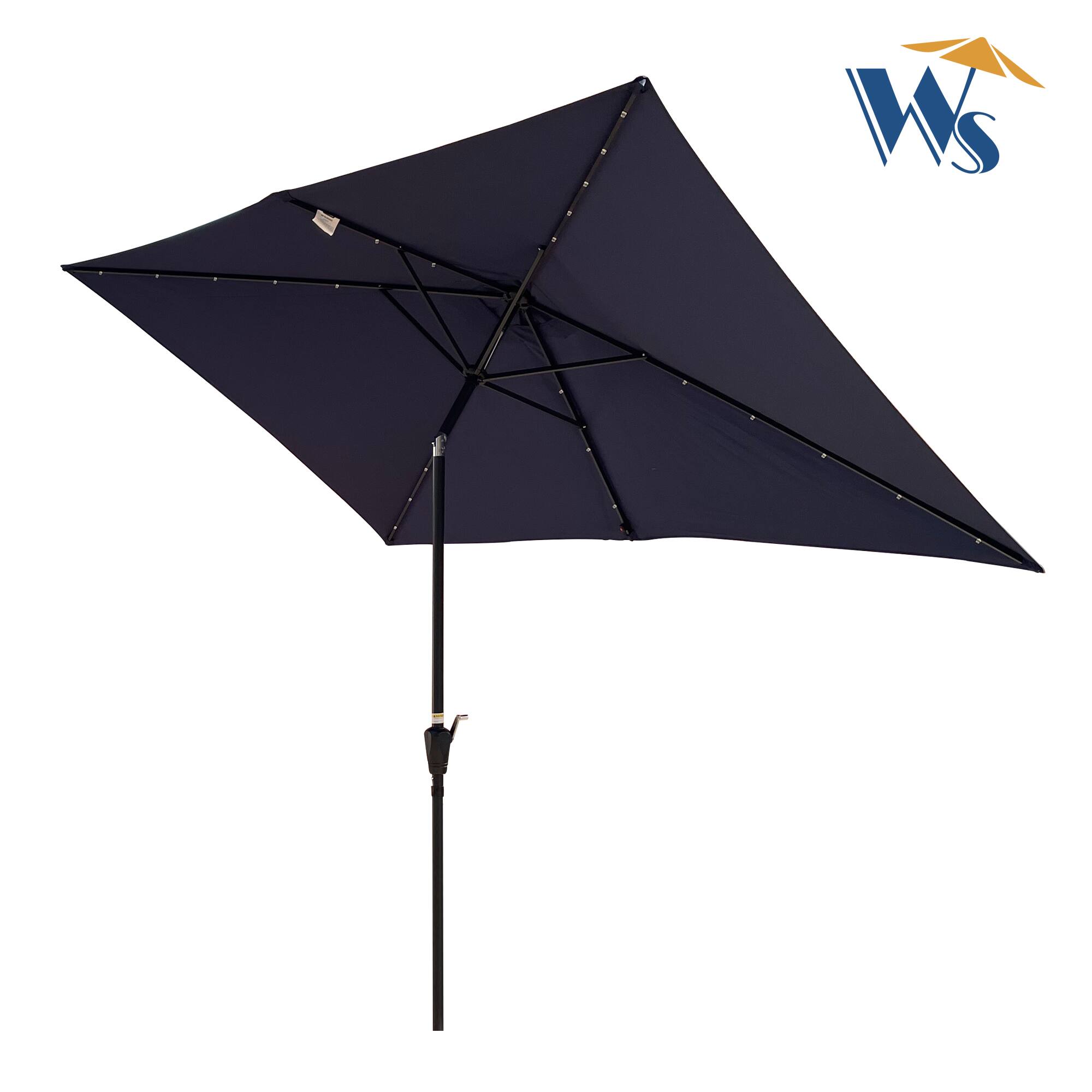 Left. Loheer - Loheer 10x6.5 Rectangular Patio Umbrella Solar LED Lighted Outdoor Umbrella with Crank Push Button Tilt.