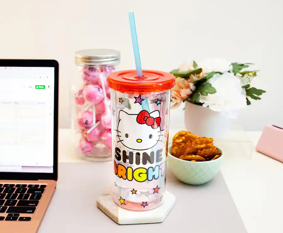 Silver Buffalo Sanrio Hello Kitty Shine Bright Carnival Cup With Lid ...