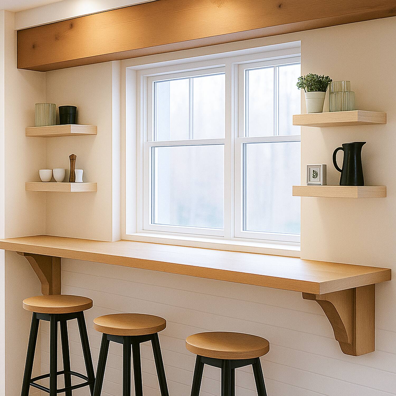 Alt View 3. BOMEDA - Wall Mounted Wooden Floating Shelves, Bathroom Shelves for Bedroom, Living Room, Room Storage Shelf, 12x7x1.5 in, 4 Pack - Oak.