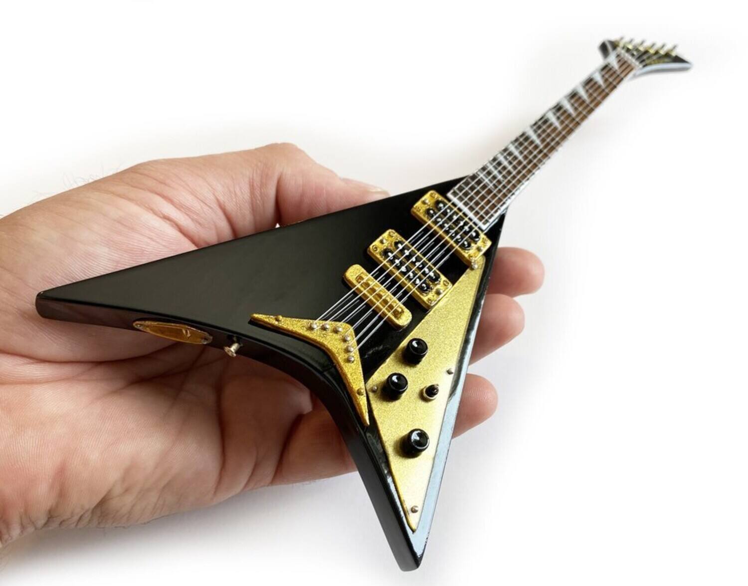 Alt View 1. Axe Heaven - Axe Heaven -Randy Rhoads - Randy Rhoads Black V Mini Guitar Replica Collectible   - Collectibles - Multicolor.