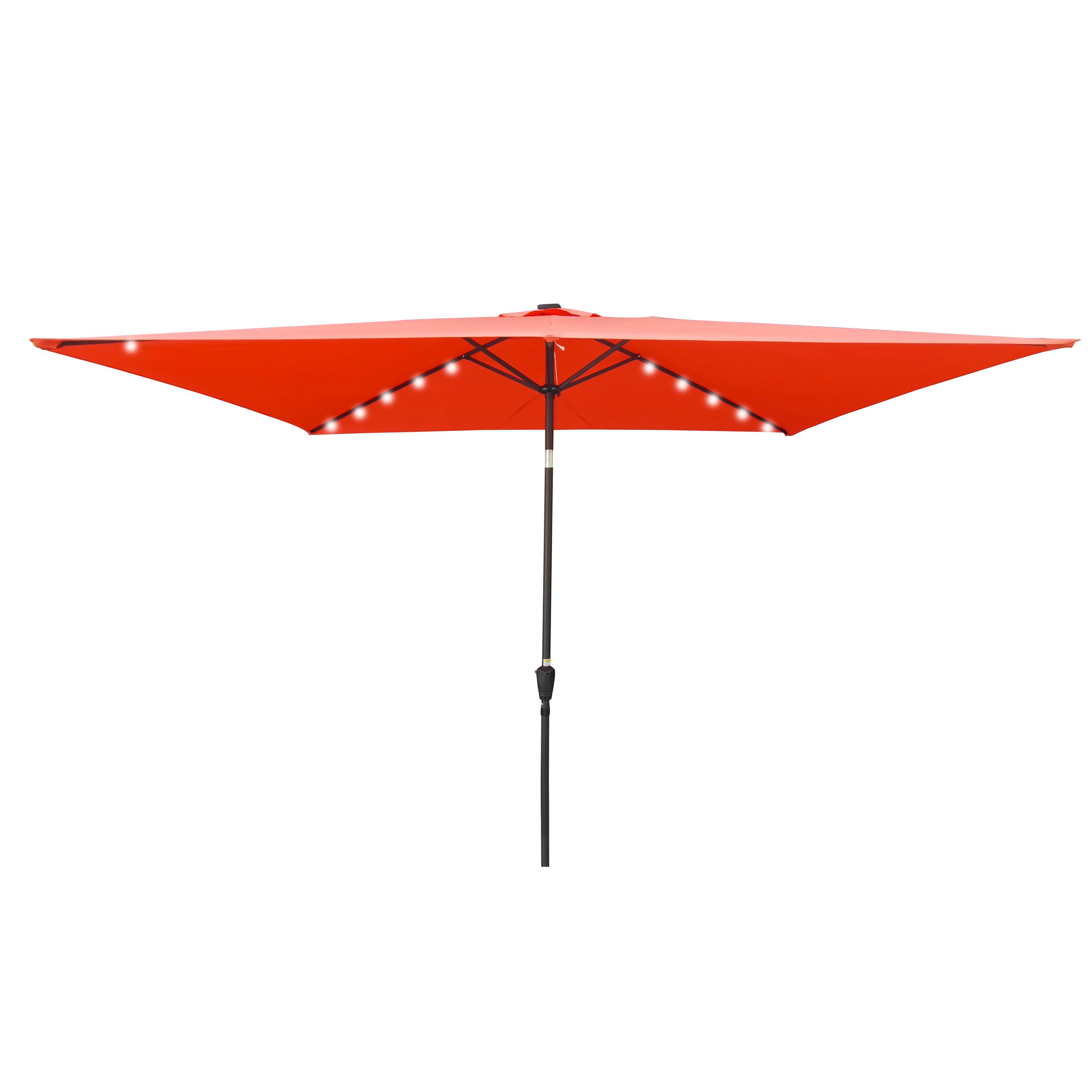 Alt View 1. Loheer - Loheer 10x6.5 ft Rectangular Solar LED Patio Umbrella with Crank and Push Button Tilt Black Pole.