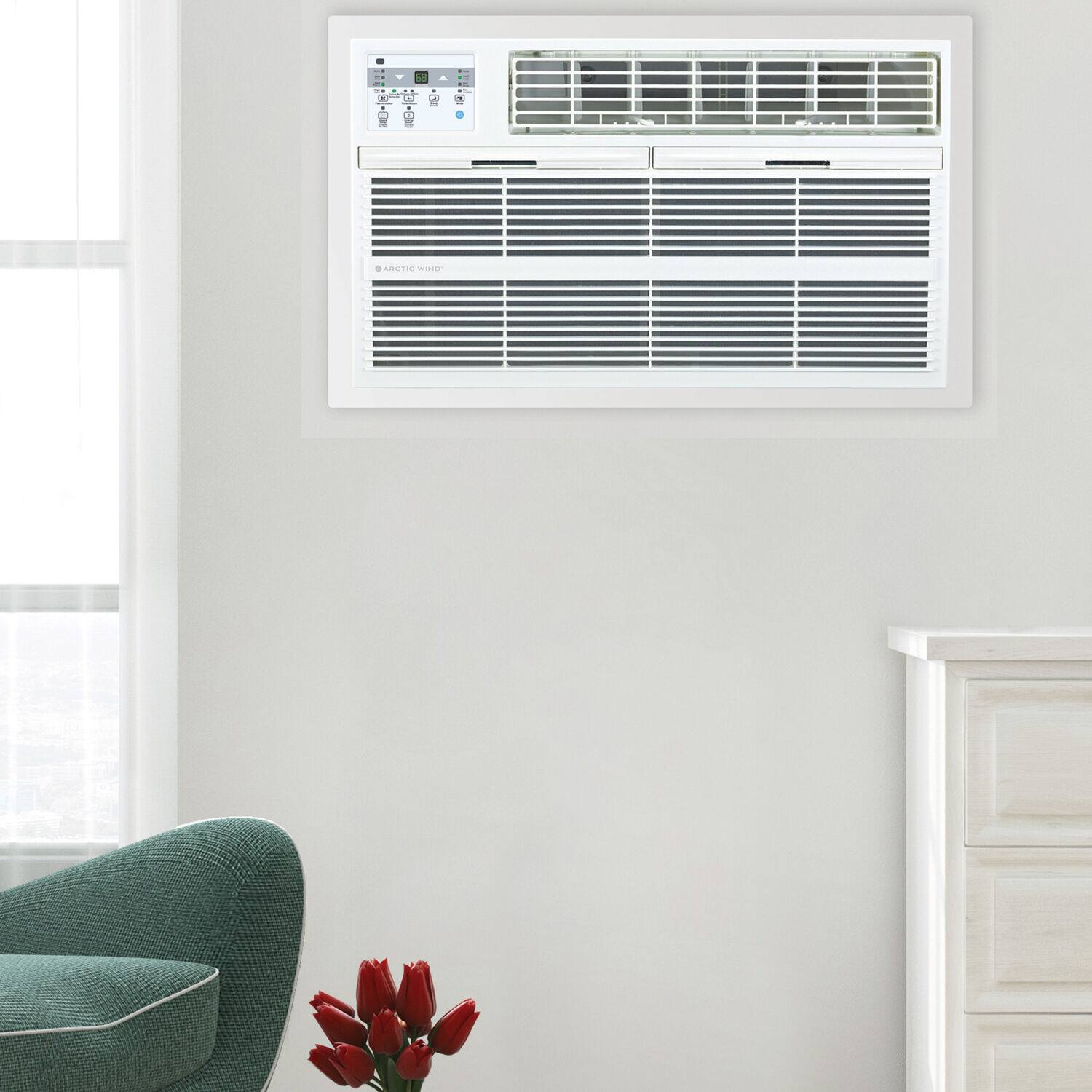 Alt View 5. Arctic Wind - 8,300 BTU 350 Sq. Ft In Wall Air Conditioner with Remote Control - White.