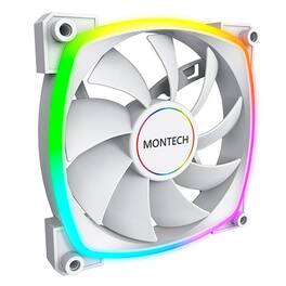 Montech - AX140 PWM ARGB Standard Fan 1600PWM, High-End Durability, Silent Performance, and Stunning ARGB Design (140mm) - White