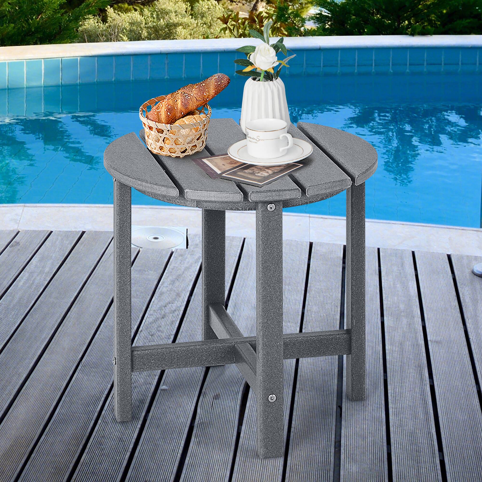 Alt View 1. Costway - Costway 18" Patio Adirondack Side Table Weather Resistant HDPE Garden Navy - Grey.