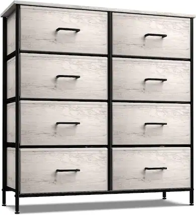 Front. Sorbus - Sorbus 8 Drawers Dresser- Storage Unit with Steel Frame, Wood Top, Fabric Bins - for Bedroom, Closet, Office, and more - Rustic beige.