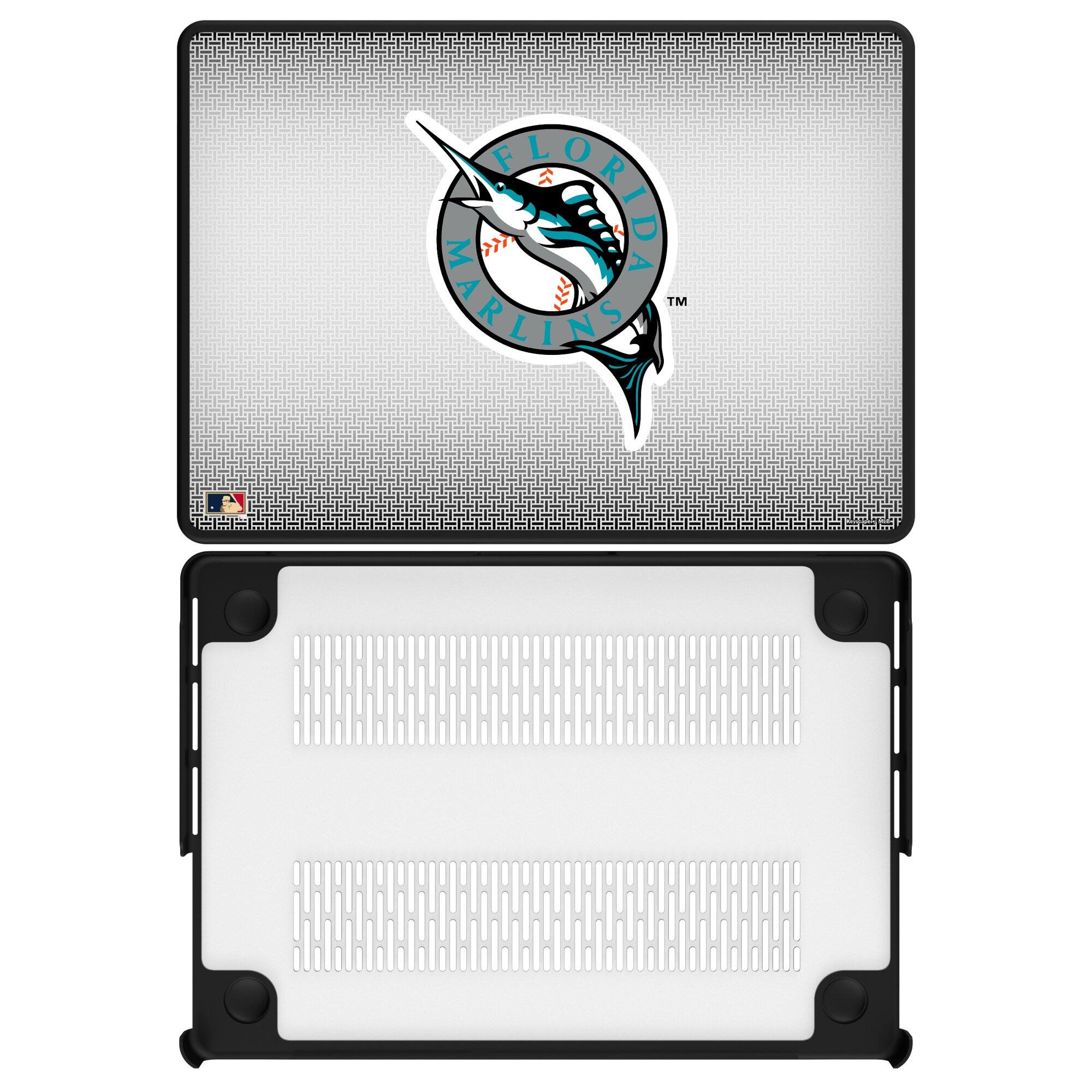 Front. Keyscaper - Miami Marlins Linen MacBook Case - Pro 13 in - Multicolor.