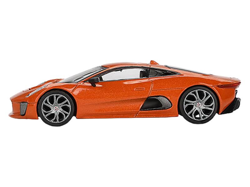 Angle. Mini GT - Jaguar C-X75 Orange Metallic 007 James Bond "Spectre" (2015) Movie Limited Edition 1/64 Diecast Model Car by Mini GT - Orange Metallic.