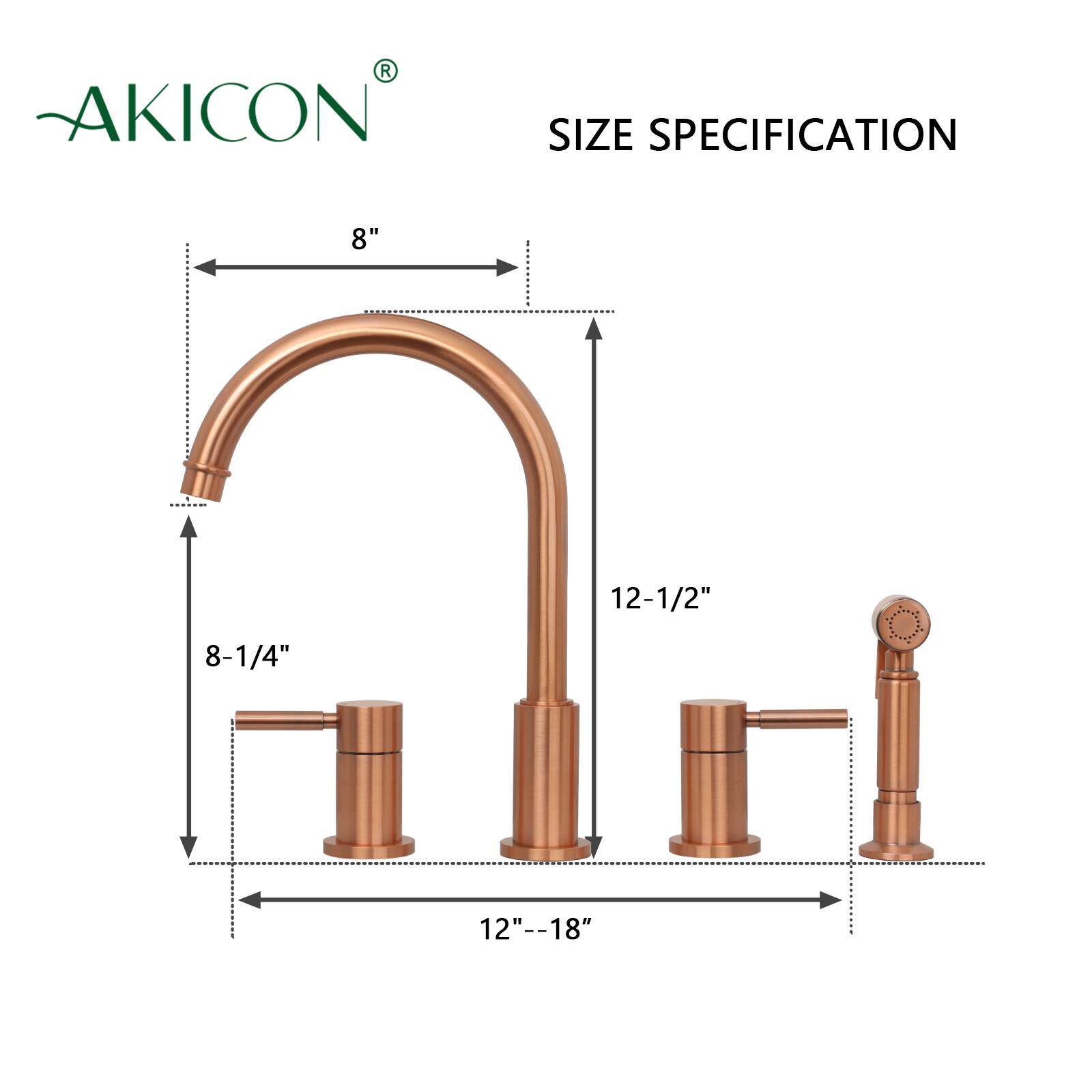 AKICON SIZE SPECIFICATION  
8"  
12-1/2"  
8-1/4"  
12"-18"  
18"