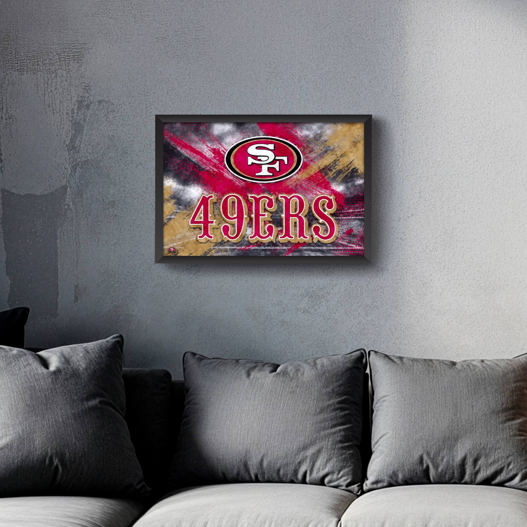 Alt View 1. Sporticulture - San Francisco 49ers 14" x 20" Brush Stroke Logo Framed Art Print - Multicolor.