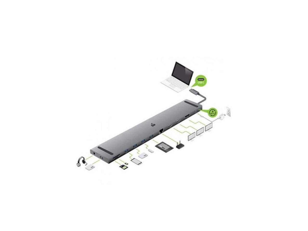 Alt View 4. IOGEAR - IOGEAR Dock Pro USB-C Triple HD Dock w/ PD 3.0 GUD3C4K3.