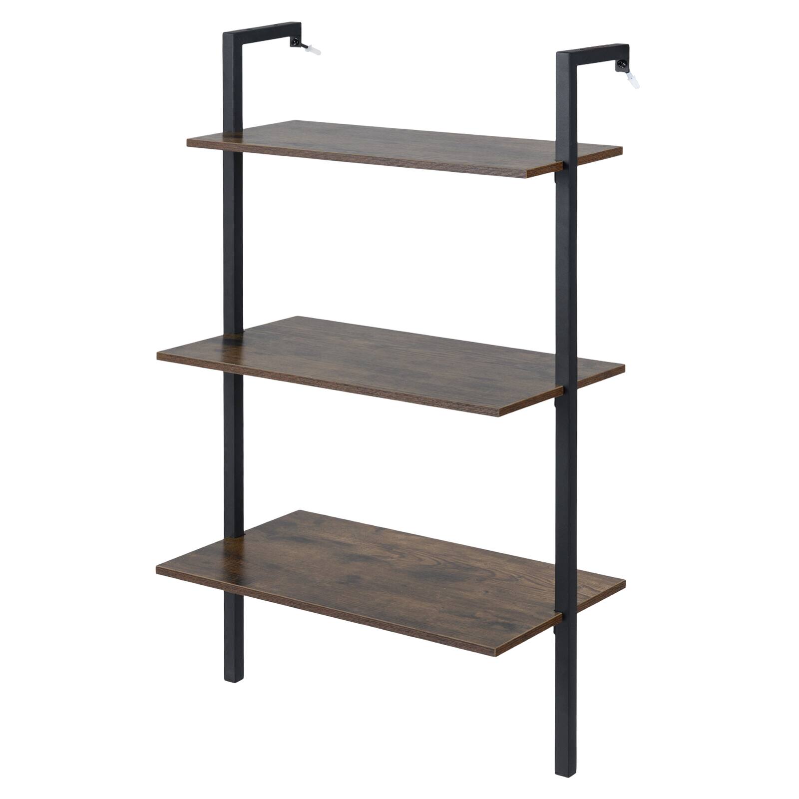 Alt View 9. Costway - Costway 1 PCS Industrial Wall Mounted Shelves, Wooden Floating Shelving Unit - Rustic Brown and Black.