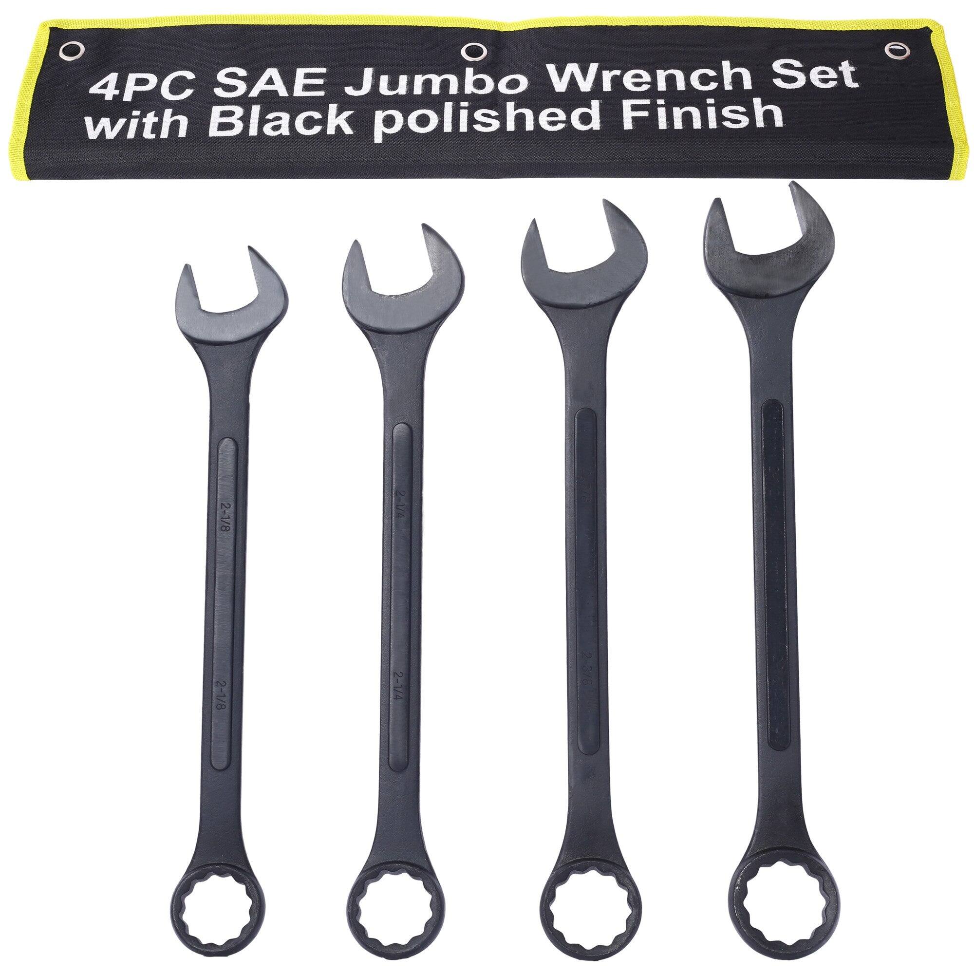 4PC SAE Jumbo Wrench Set with Black polished Finish
