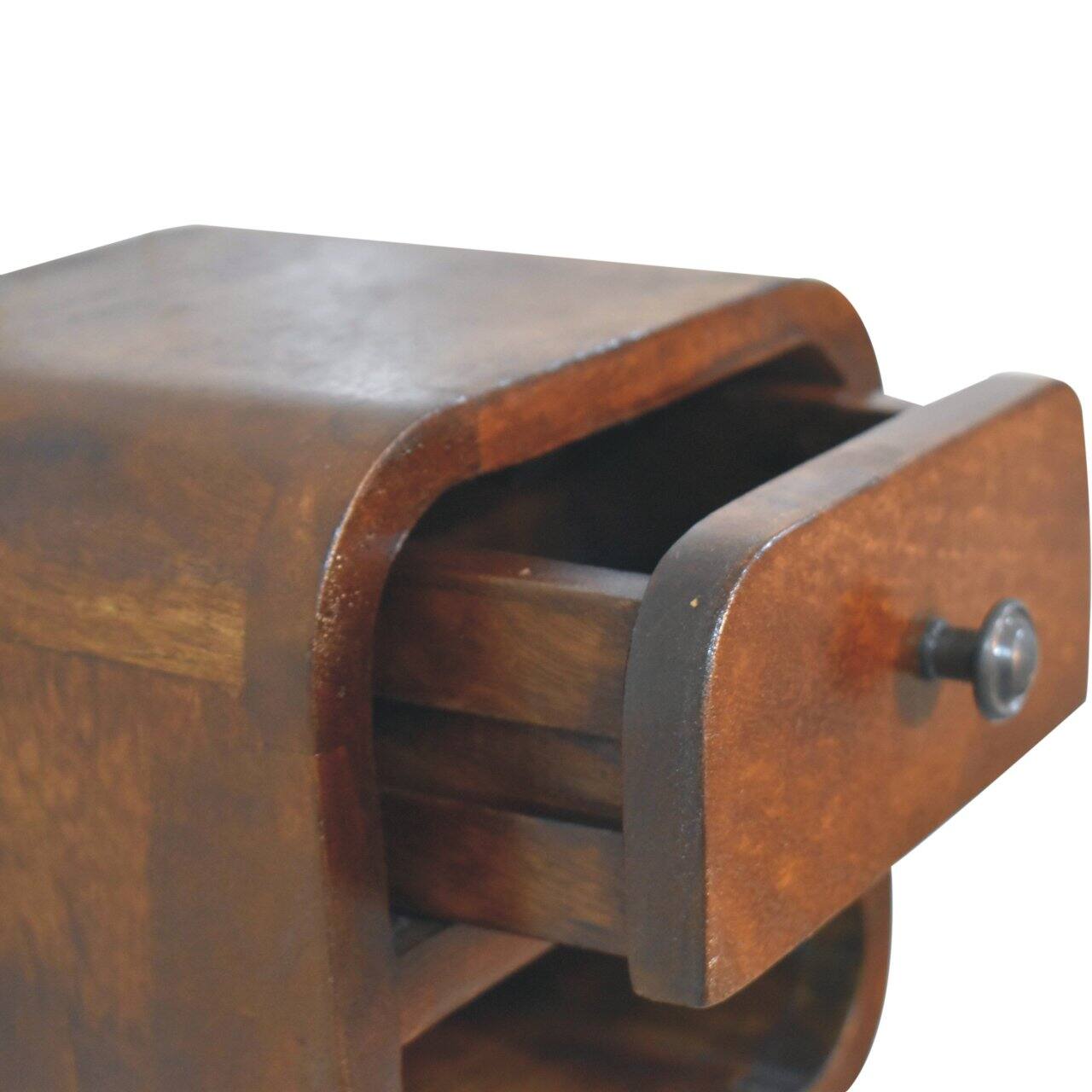 Alt View 4. Artisan Furniture - Artisan Furniture Solid Wood Extra Mini Curved Chestnut Bedside with Open Slot, 1 Drawer, Dark Brown - Dark Brown.