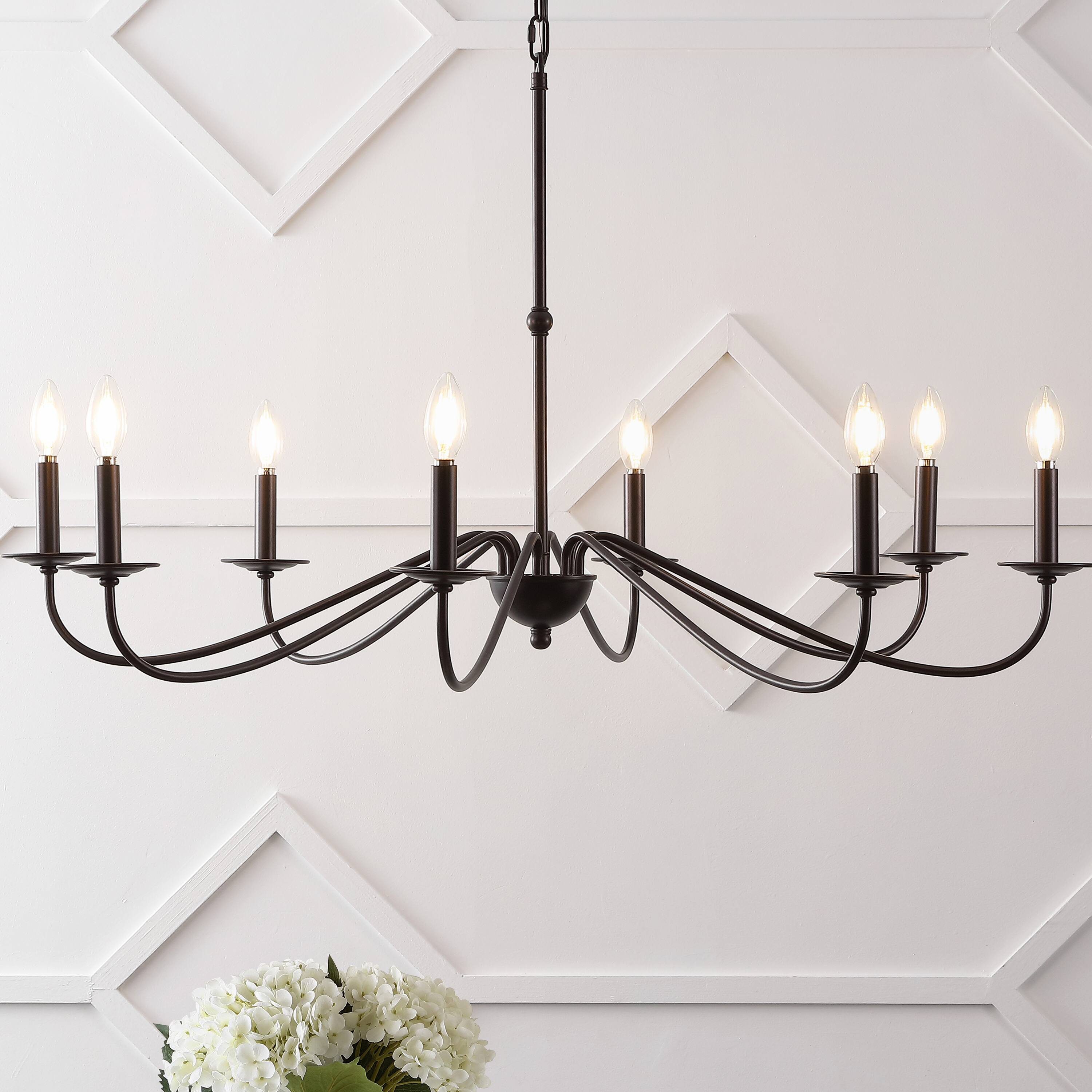 Alt View 1. Jonathan Y - Wicklow 40" 8-Light Bohemian Farmhouse Iron LED Chandelier, Oil Rubbed Bronze - Oil Rubbed Bronze.