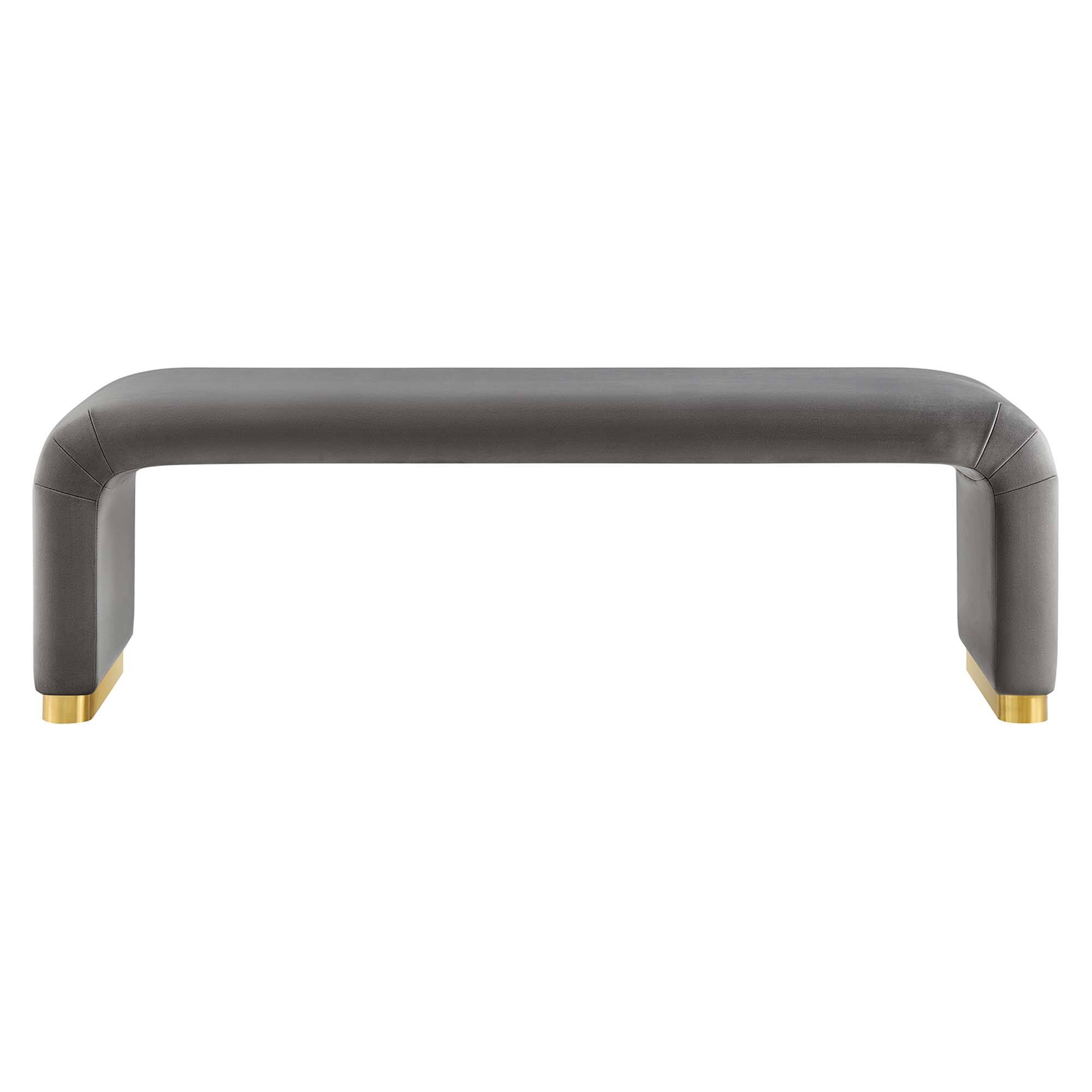 Alt View 1. Modway - Koda Performance Velvet Waterfall Long Bench by Modway - Gray.