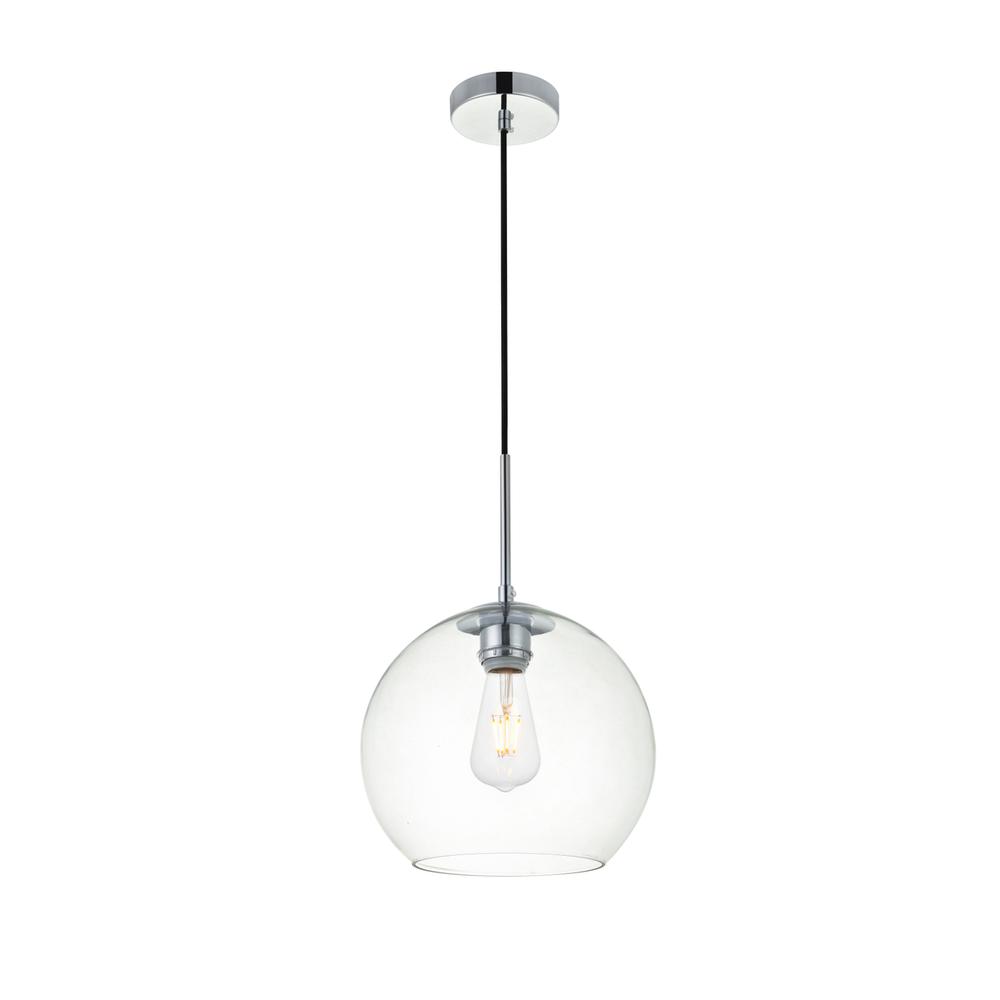 Alt View 2. Living District - Baxter 1 Light Chrome Pendant With Clear Glass - Chrome And Clear.