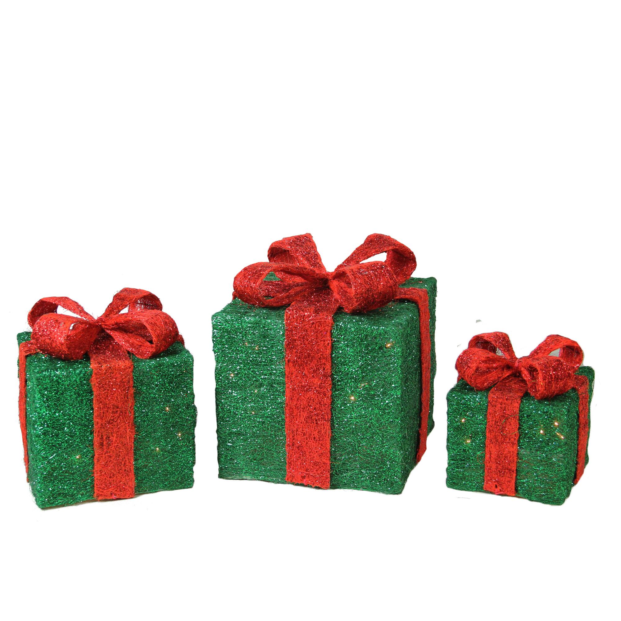Northlight Set of 3 Lighted Gift Boxes with Red Bows Outdoor Christmas ...