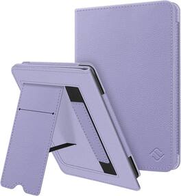 Fintie - Stand Case for 6" Kindle (11th Generation, 2024/2022) Foldable Kickstand PU Leather Cover with Card Slot & Hand Strap - Lilac Purple