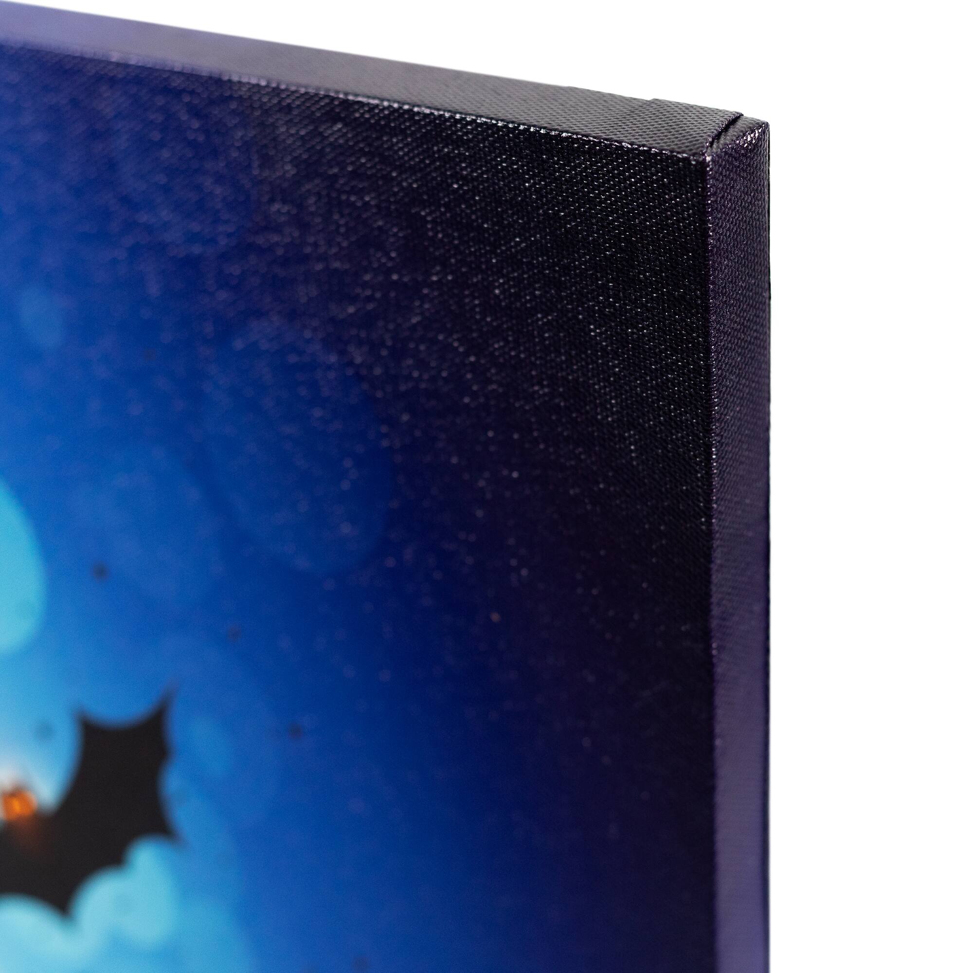 Northlight LED Lighted Jack O Lanterns and Bats Halloween Canvas Wall ...
