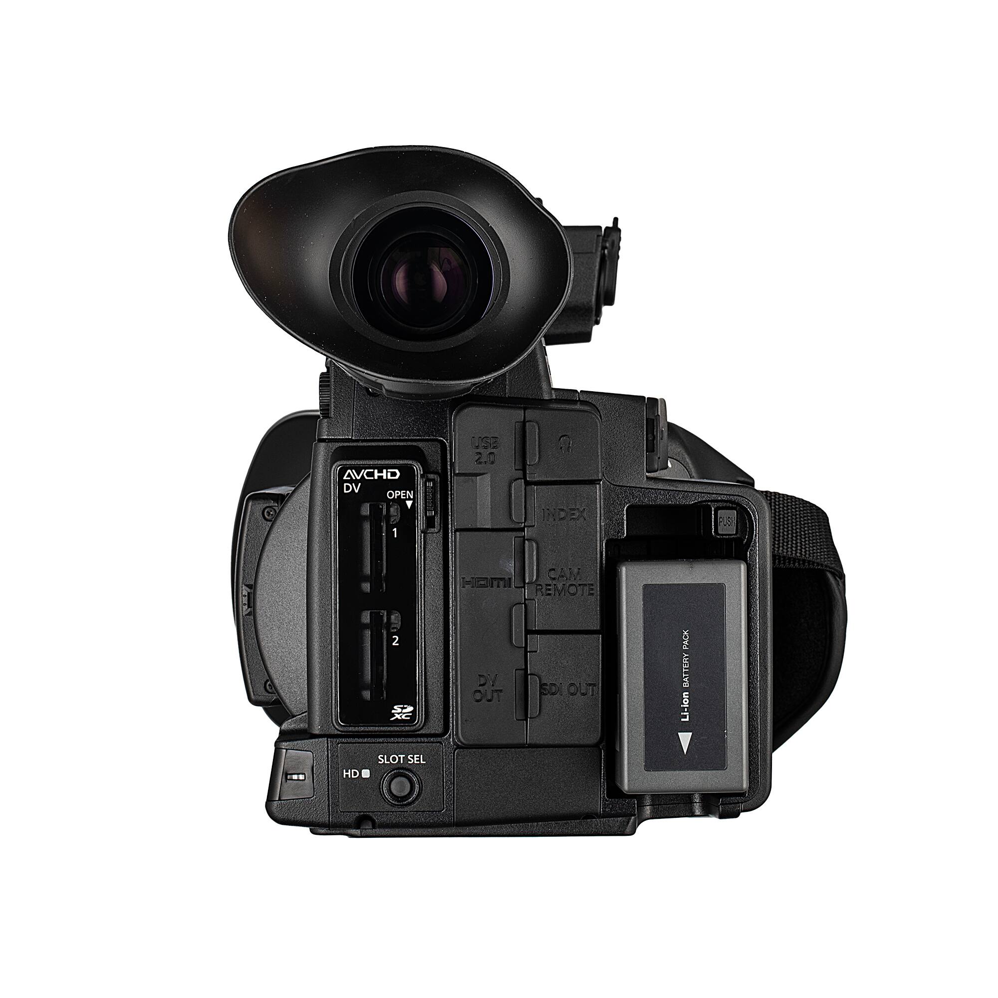 AVCHD DV OPEN 1  
USA 2.0 INDEX  
CAM REMOTE 2  
XC DV OUT SDI OUT  
PACK BATTENT Li-lon  
HD SLOT SEL