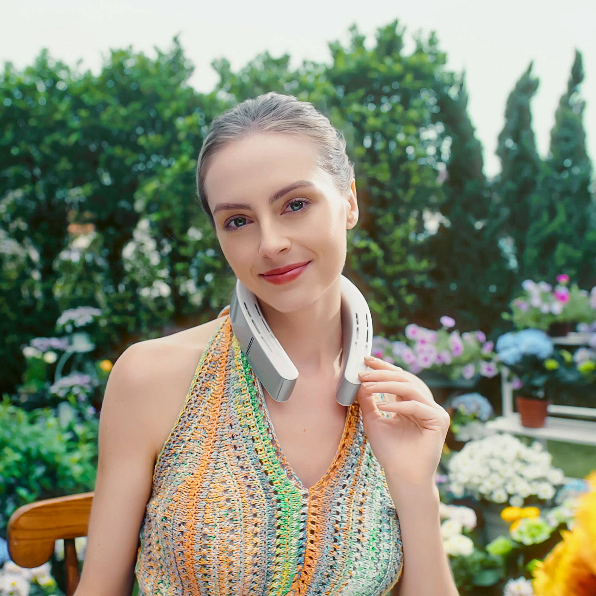 Alt View 23. TORRAS - COOLiFY Cyber Neck Air Conditioner, Cooling, Heating, and Fan Rechargeable with 6000mAh - Glacial White.