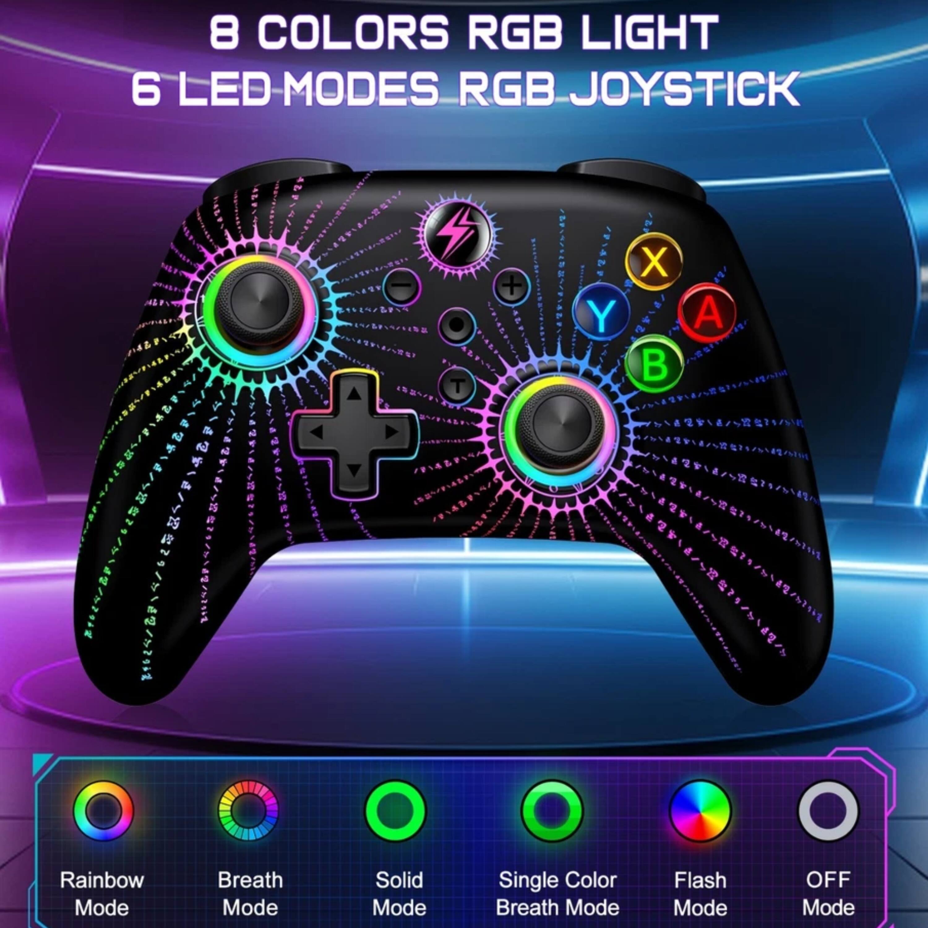 8 COLORS RGB LIGHT  
6 LED MODES RGB JOYSTICK  

- Rainbow Mode  
- Breath Mode  
- Solid Mode  
- Single Color Breath Mode  
- Flash Mode  
- OFF Mode