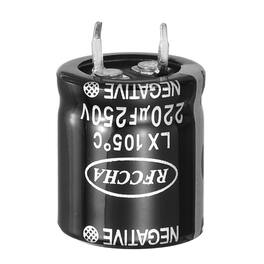 Unique Bargains - 250V 220uF Snap-in Electrolytic Capacitor, 2 Pin, 25x22mm, for Audio/Filter/Appliances - Black