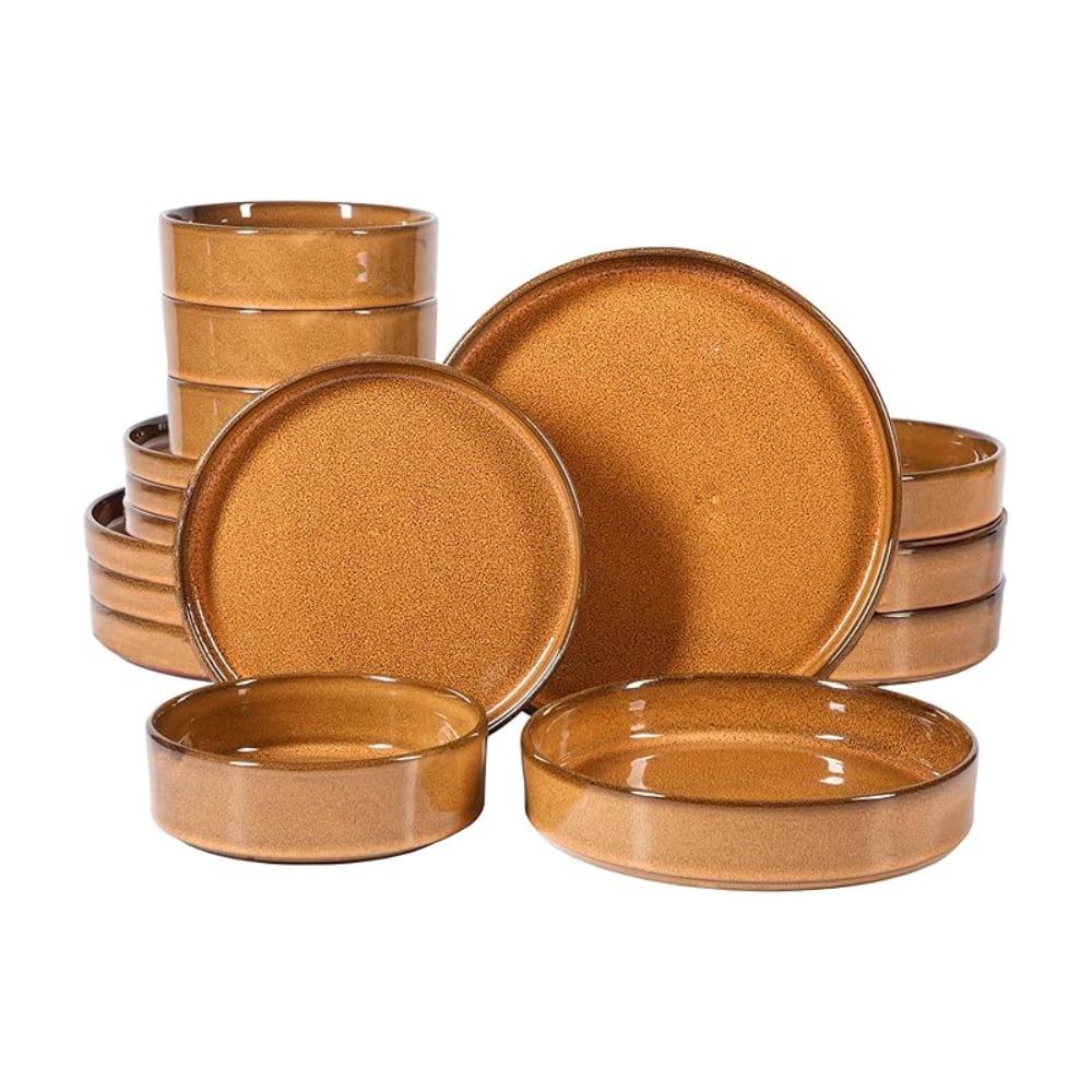 Bits Burst - Glossy Reactive Glaze Dinnerware Set - Amber