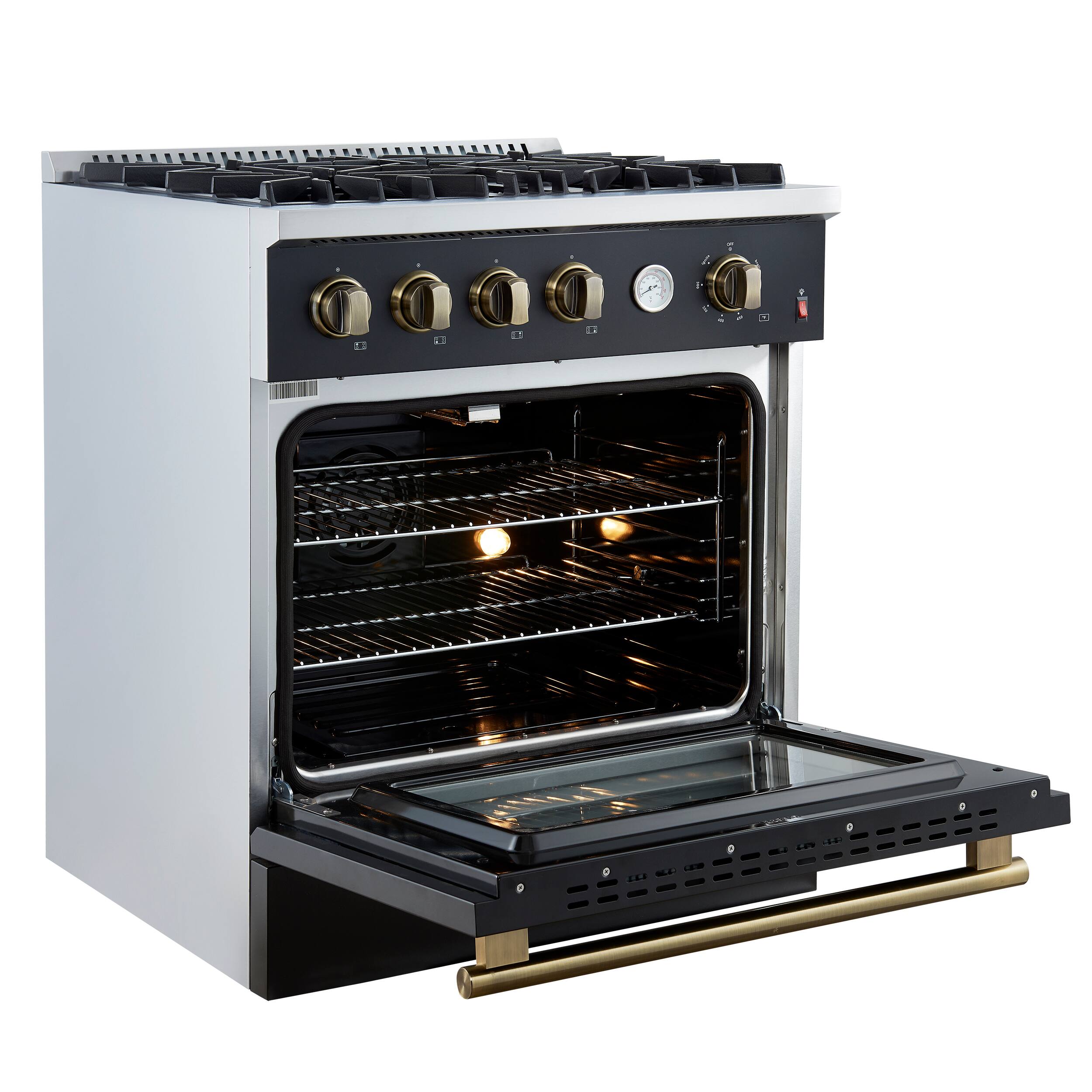 Alt View 3. Forno Appliances - Marco 4.32 Cu. Ft. Freestanding Gas Convection Range with Dual Ring Burner - Black.