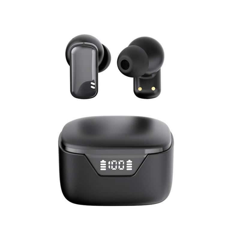 SKRAN - Wireless Earbuds- Bluetooth 5.4 Stereo Sports Headphones, Noise-Cancelling Microphone Earbuds, Dual Led Display - Black