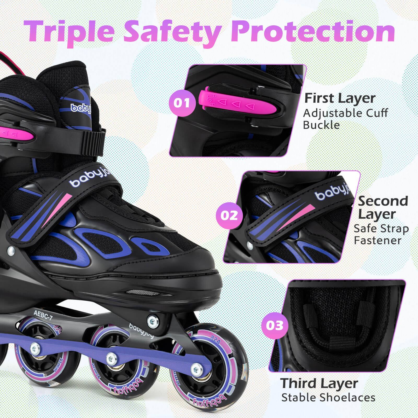 Triple Safety Protection

01 First Layer Adjustable Cuff Buckle

02 Second Layer Safe Strap Fastener

03 Third Layer Stable Shoelaces