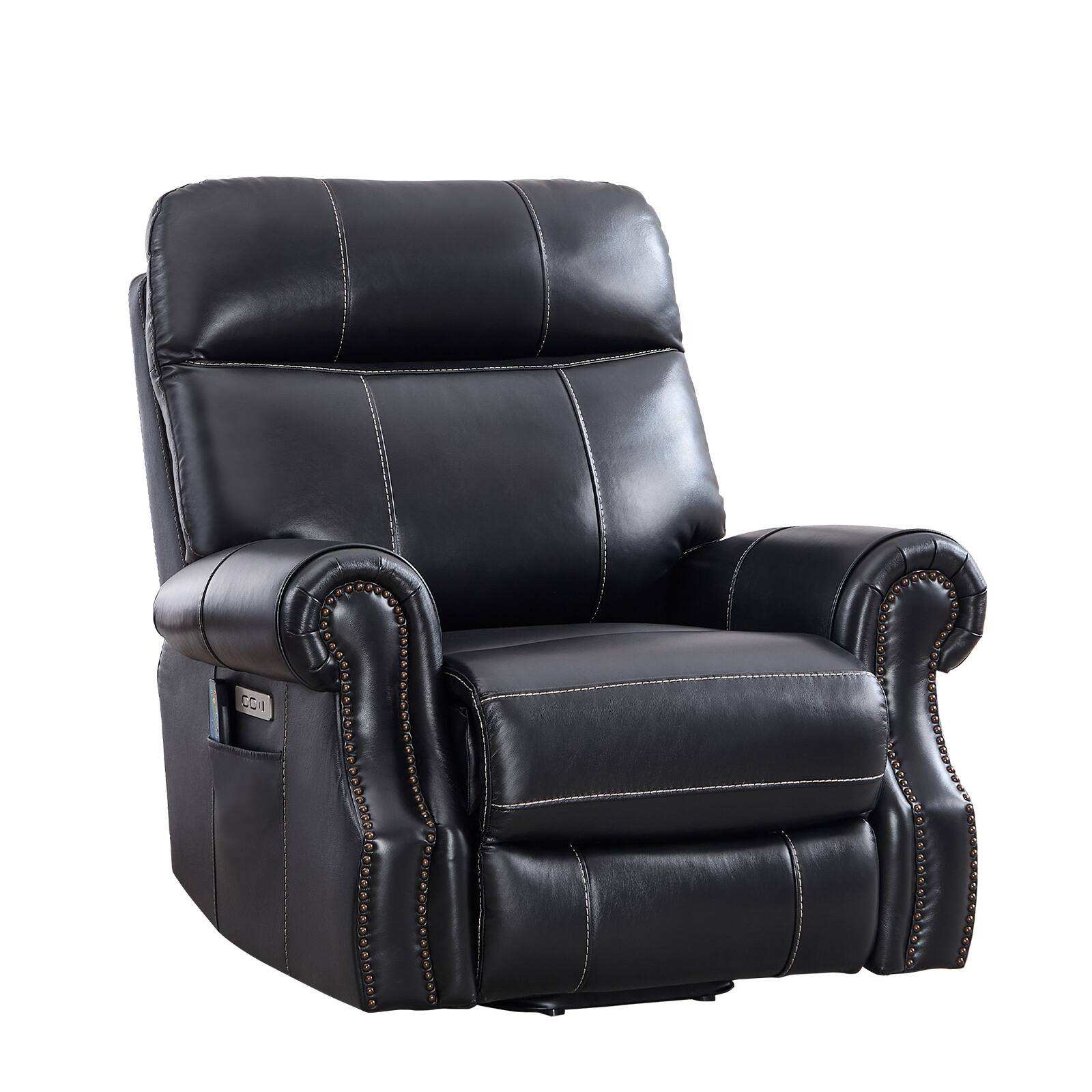 Alt View 3. Bestier - Genuine Leather Power Lift Recliner Chair with Massage, USB Port for Living Room Bedroom Home Theater - Black.