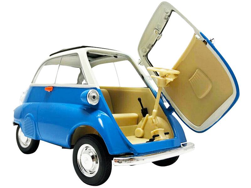 Left. Welly - BMW Isetta Blue and White "NEX Models" 1/18 Diecast Model Car by Welly - Blue and White.